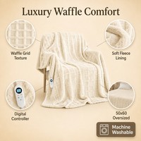 Plaid chauffant 50x60 pouces, tissage gaufré, 12 niveaux de chaleur, chauffage rapide, protection contre la surchauffe, vente en gros usine