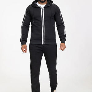 Nouvelle Collection : Survêtement Homme Deux Pièces Personnalisé avec Logo, Hoodie Zippé Oversize et Pantalon à Passepoil – Tenue de Sport Respirante pour Homme - Product Image 1
