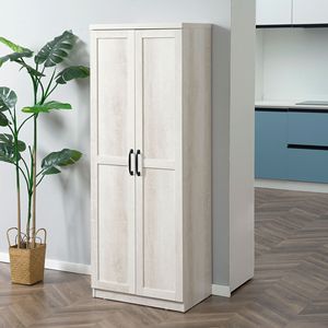 Mobile dispensa da cucina bianco antico a 5 ripiani con 2 mensole regolabili per lo stoccaggio - Product Image 2
