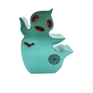 Turquoise Glazed Ceramic <b>Battery</b> <b>Operated</b> Ghost Candle Holder Halloween Decorative Figurine Spooky Home Accent for Seasonal - Product Image 1