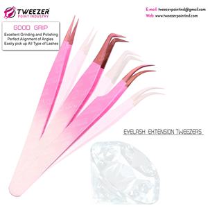 Pinces à épiler professionnelles de haute qualité à deux tons pour extensions de cils, logo personnalisé, pointe en fibre, pinces à épiler pour cils avec emballage - Product Image 2