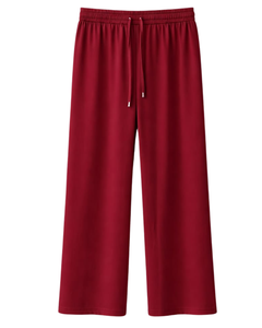 Pantalon de survêtement rouge personnalisé à jambe large pour femme, taille élastique avec cordon de serrage, décontracté, coupe ample, fabrication OEM, fournisseur en gros - Product Image 1