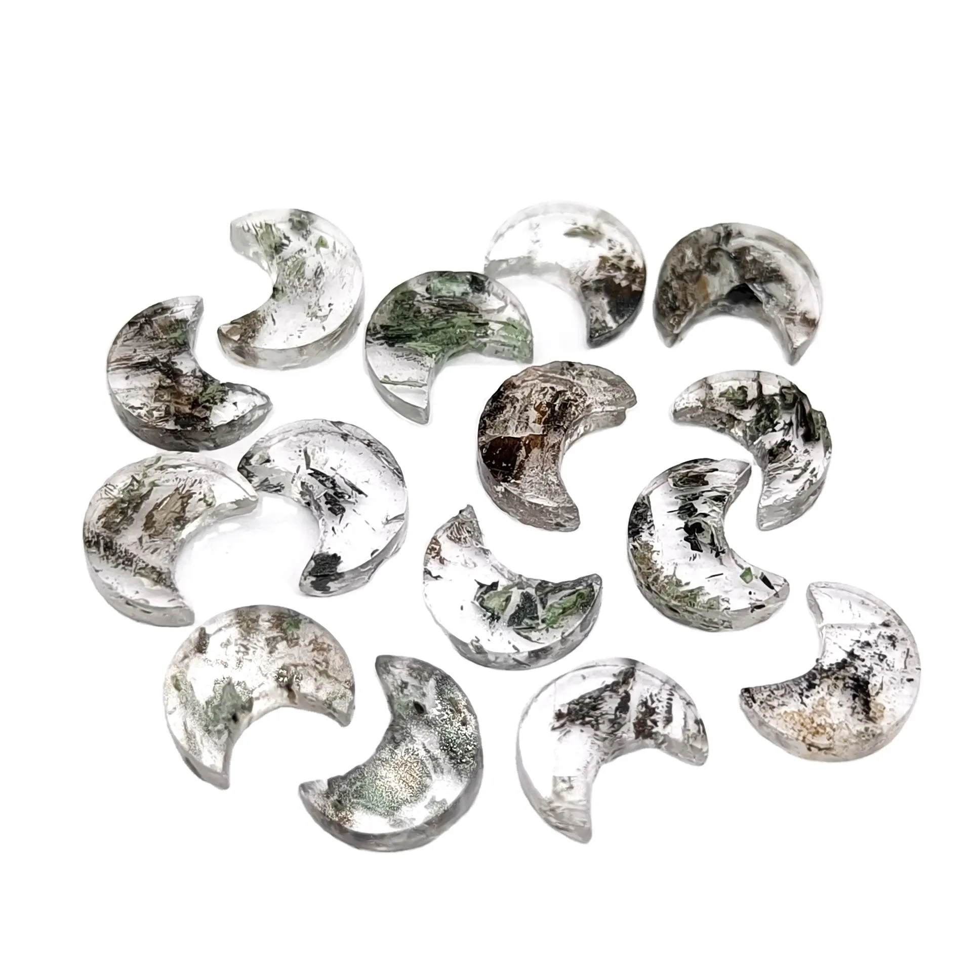 Herkimer Diamond Crescent Moon Shape Gemstone para la fabricación de joyas, Smooth Loose Hand Tallado Herkimer Tallado Briolette Beads 9mm