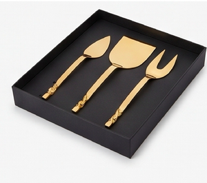 Golden <b>Cheese</b> <b>Knife</b> <b>Set</b> With Twisted Handles Durable Metal <b>Cheese</b> Tools Dishwasher Safe For Serving Use And Kitchen Use - Product Image 4