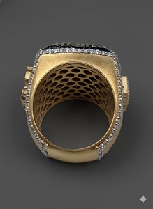 Anillo de Campeonato Hip Hop Personalizado con Número 72 y Nombre, Anillo de Plata 925 Chapado en Oro Amarillo de 14K con Moissanita - Product Image 5