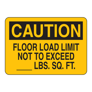 Panneau de signalisation de limite de charge au sol 7 x 10 pouces en PVC/PC pour sites industriels - Product Image 1