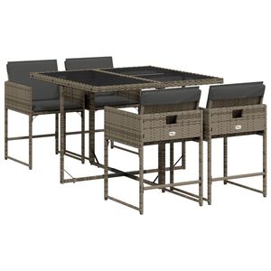 Set da Pranzo da Giardino in Rattan Grigio Scuro per 6 Persone, Resistente alle Intemperie, Arredamento da Esterno in Stile Contemporaneo - Product Image 2