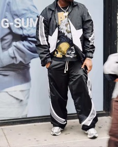 Chaquetas de nailon con cremallera y pantalones de chándal de nailon de alta calidad, personalizados con diseño de patchwork, conjunto deportivo, chándal cortavientos. - Product Image 2