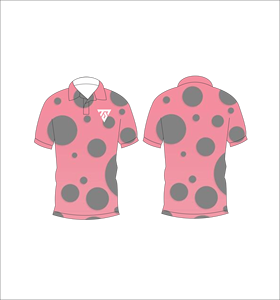 Polo pour homme à pois gris et rose, manches courtes, décontracté, respirant, en polyester tricoté, pour le golf - Product Image 3