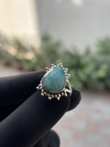 High Quality 925 Sterling Silver Handmade Bezel Setting 3A Quality Pave Amazonite Gemstone Classic <b>Cocktail</b> <b>Ring</b> Wedding Party - Product Image 2