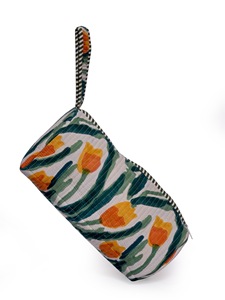 Niharo - Bolsa de Cosméticos Acolchada de Algodón con Diseño Floral Tulipán para Mujer, Neceser de Viaje, Bolsa de Aseo con Cremallera y Correa para Muñeca, Personalizable al por Mayor - Product Image 4