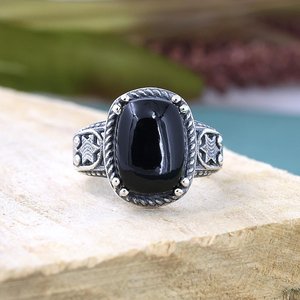 Natural Black Onyx Faceted Oval Shape 925 Sterling <b>Silver</b> Fashion Ring Fine Onyx Gemstone Ring For Women Wholesale Jewelry Bulk - Product Image 1