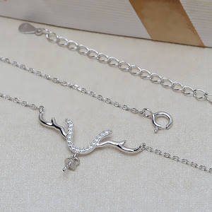 Colgante de Plata S925 con Forma de Astas de Ciervo, Joyería de Plata DIY con Forma de Animal Fresco, con Accesorios de Perlas de 8-13 mm, Collar 3912 - Product Image 5