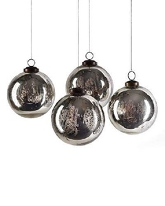 เครื่องประดับคริสต์มาสแก้วสีเขียว งานฝีมือวินเทจ รูปทรงลูกบอล - Product Image 4