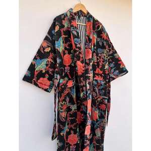 Robe Kimono en Velours Floral Bohème Élégante, Vêtement de Nuit Doux à Manches Longues de Haute Qualité pour Femme, Longueur Genou, Idéal Cadeau - Product Image 5