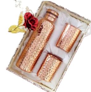 Ensemble de gobelets en cuivre martelé avec couvercle et boîte cadeau - Vaisselle de bien-être portable pour les voyages, le bureau, le camping et les fêtes - Product Image 3