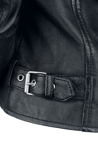Veste de motard en cuir d'agneau noir véritable pour femme, veste de moto douce et confortable - Product Image 2