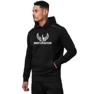 Sudadera con capucha de forro polar negro para hombre, informal, de manga larga, para gimnasio, ropa deportiva, estilo urbano, a la moda - Product Image 1