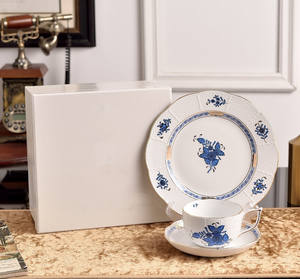 Juego de Platos de Porcelana China de 3 Piezas, Diseño Europeo Ecológico de Lujo con Patrón Verde, para Té de la Tarde y Postre en Casa - Product Image 2