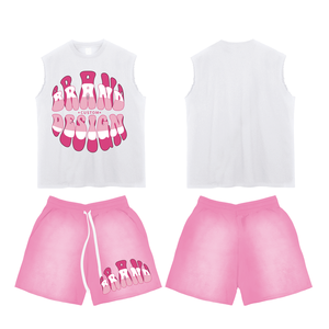 Classic High-end <b>Designer</b> Summer Fashion <b>Men</b> Custom Silk Screen Printed Breathable Acid Wash 100% Cotton <b>Shorts</b> <b>T</b>-<b>shirts</b> <b>Set</b> - Product Image 4