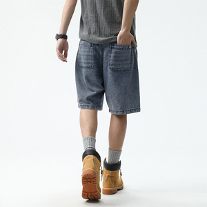 Shorts en jean décontractés pour homme, taille mi-haute, coupe droite, respirants et légers, 100% coton extensible, bleu - Product Image 2
