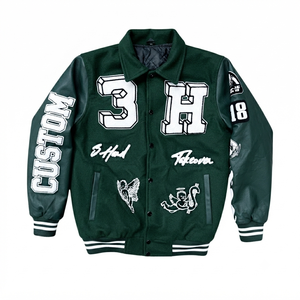 Custom Varsity <b>Jacket</b> Wool Body Sleeve Embroidered Letterman <b>Jacket</b> Wholesale Unisex Streetwear Summer Outerwear Apparel - Product Image 1