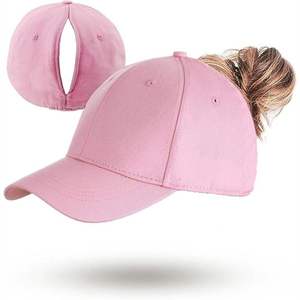 Pink Ponytail <b>Baseball</b> <b>Cap</b> 3D Embroidery Logo Adjustable Breathable Leather Unisex Casual Outdoor Spring Summer Wear - Product Image 1