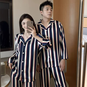 Hot Sale Wholesale <b>Pajamas</b> <b>Set</b> <b>for</b> <b>Men</b> and Women Silk Satin Couple <b>Pajama</b> <b>Set</b> Couples Matching <b>Pajama</b> - Product Image 1