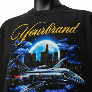 Camiseta Negra Extra Grande para Hombre con Estampado Jet City, Estilo Urbano, Cuello Redondo, Manga Corta, Algodón Jersey - Product Image 2