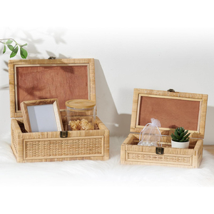Wicker <b>Storage</b> <b>Box</b> Set Rattan Organizer <b>Box</b> Decorative <b>Storage</b> Case Stackable <b>Storage</b> <b>Bin</b> Ideal For Living Room Home Decor - Product Image 4