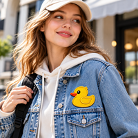 Patchs thermocollants en sequins brodés 3D en forme de canard jaune en caoutchouc, appliques de dessin animé mignonnes et amusantes pour vestes, chapeaux, sacs et vêtements