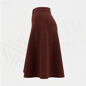 Women A-Line Knee-Length Skirt Solid Color Polyester Comfortable Regular Waistline All Seasons Wear - Product Image 3