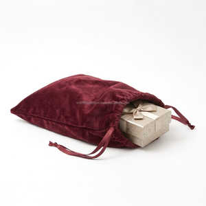 Pochette en velours bordeaux de qualité supérieure avec cordon de serrage, sac anti-poussière de luxe pour bijoux, emballage cadeau personnalisé avec logo pour boutique, vente en gros - Product Image 4