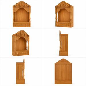 Wooden Pooja Mandir Ideas for Indian Homes in USA Solid Wood Handmade Pooja Ghar Mandir Hindu Prayer Altar <b>Cabinet</b> with Ganesha - Product Image 6