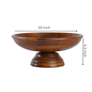 Handcrafted Mango Wood Sculptural Fruit <b>Bowl</b> - Wholesale Pedestal Design - Product Image 4
