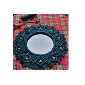Nouveau thème de décoration intérieure, miroir mural décoratif rond en macramé, style moderne et luxueux, pour chambre et salle de bain, pour fournitures indiennes - Product Image 2