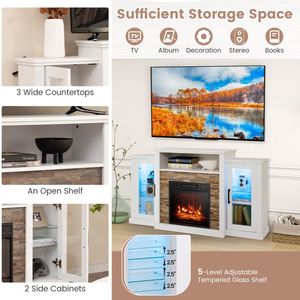 Supporto TV con Luci LED a 16 Colori e Effetto Caminetto per TV fino a 65 Pollici - Product Image 2