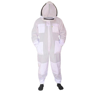 Beekeeping <b>Suit</b> Cotton Full Body Protection Breathable Work Coverall White Unisex with Mesh Hood - Product Image 1