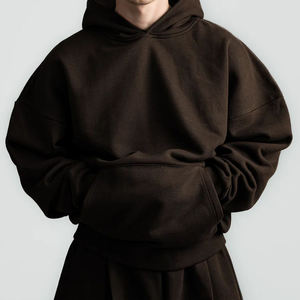 Sweat-shirt à capuche unisexe surdimensionné en tissu épais, style streetwear, couleur unie, pour impression personnalisée en gros - Product Image 4