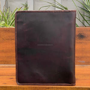 <b>A4</b> Size Genuine Hand Tooled Leather Binder Notebook Pocket File Business Organizer Durable Zipper Folder for Document Storage - Product Image 5