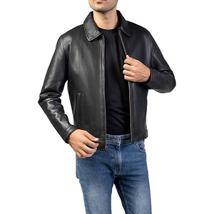 Lightweight <b>Genuine</b> <b>Leather</b> <b>Jacket</b> for <b>Men</b> Winter Outerwear Eco-Friendly Windproof High Street Style Comfortable Fit Breathable - Product Image 2