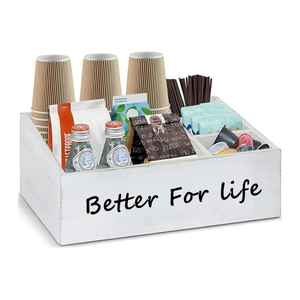 <b>Brown</b> Leather Tea <b>Storage</b> <b>Box</b> with Compartments Glass Jars Organizer Elegant Kitchen Countertop Accessory for Tea Leaves - Product Image 5