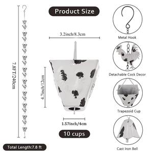 Chaînes de pluie décoratives en métal en forme de poule pour jardin, chaîne de drainage d'eau suspendue pour extérieur, thème ferme, décoration de patio et maison - Product Image 6