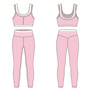 Ensemble de yoga 2 pièces rose : Crop top à col halter et fermeture éclair quart de tour, et Legging taille haute longueur intégrale, sans couture, extensible dans les quatre sens, en Spandex/Nylon - Product Image 3