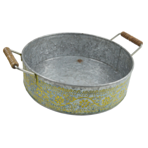 Bandeja de Servicio Gris de Primera Calidad con Diseño de Metal de Hierro, Completamente Redondeada, Acabado Galvanizado - Product Image 2