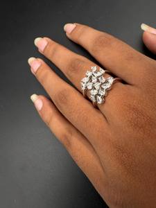 Anillo de Dos Bandas con Racimo de Diamantes de Moissanita de Múltiples Formas, Diseño Creativo, Unisex, Plata 925 Original, Regalo de Boda para Pareja - Product Image 3