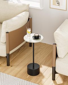 Metal Round Side <b>Table</b> <b>Small</b> Cocktail <b>Table</b> With <b>White</b> Marble Top Drinks <b>Table</b> for <b>Small</b> Spaces, Living Room Side <b>Tables</b> - Product Image 1