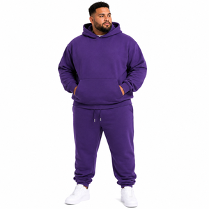 Conjuntos de Sudadera con Capucha y Pantalones Deportivos para Hombre, Tallas Grandes, Algodón Grueso, Felpa, Corte Holgado, Traje Deportivo de Invierno, Fabricante de Ropa Personalizada - Product Image 1
