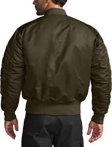 Blouson bomber vert olive pour homme, fermeture éclair, coupe décontractée, coupe-vent, col montant, coupe régulière, vêtement d'automne - Product Image 6