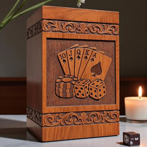 Personalized Rosewood Cremation Urn: Gambling & Casino Engraving, Custom Memorial Keepsake by AYAANS - Product Image 1